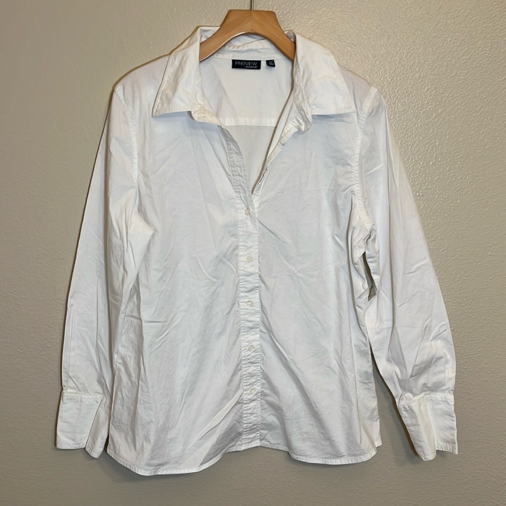 Preview International White Button Down Long Sleeve Blouse